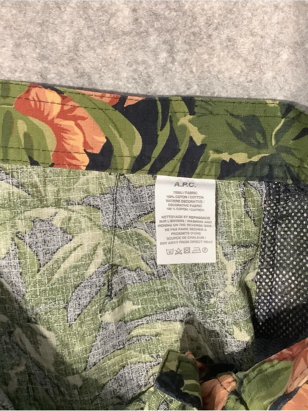 A.P.C. Men's Black Swim Shorts with Green Leaves & Coral Flowers NWT